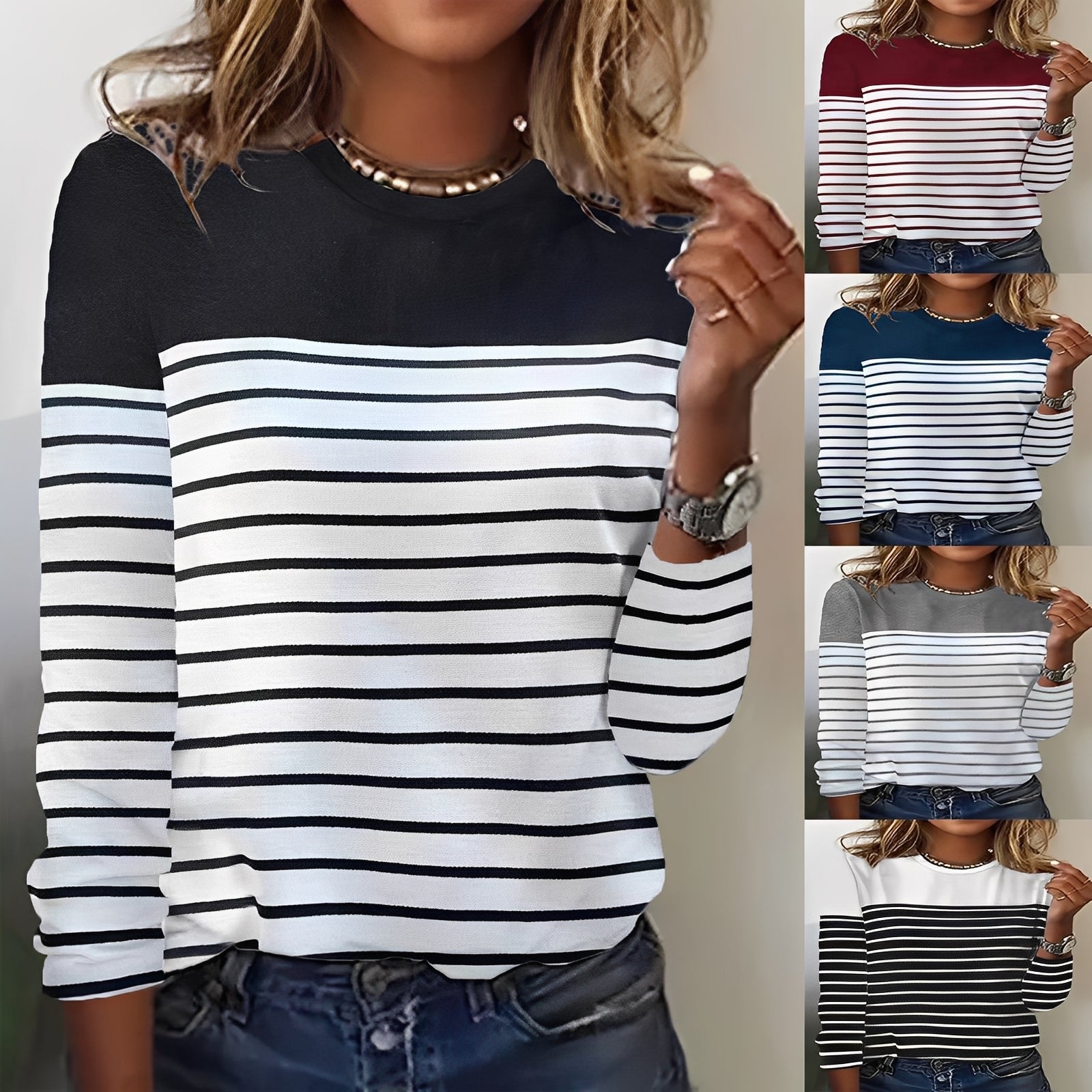 Eunice - Pull rayé chaud pour femmes