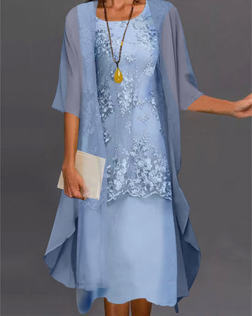 Chona - Élégante robe en chiffon, ensemble deux pièces