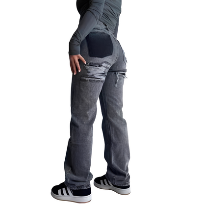 Lillian - Jeans femmes taille haute décontractés avec déchirures