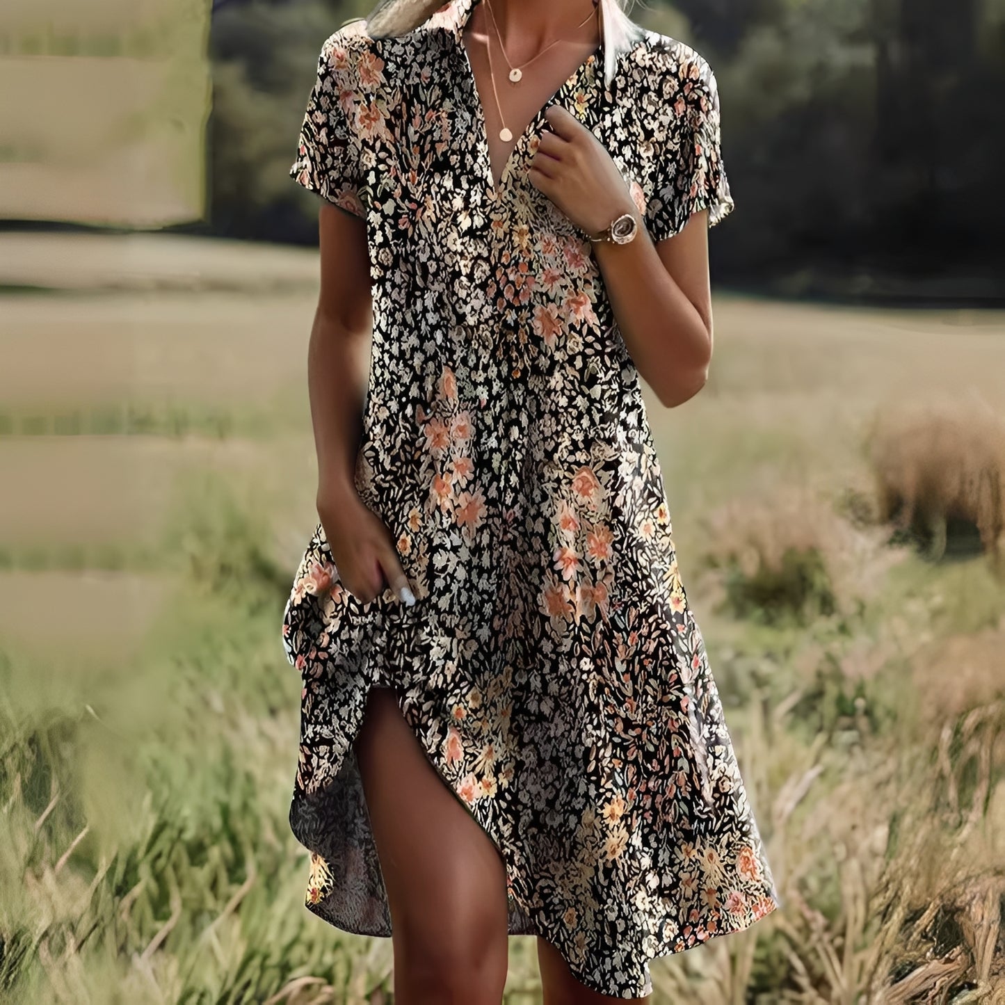 Ellese - Robe vintage à imprimé floral pour femmes