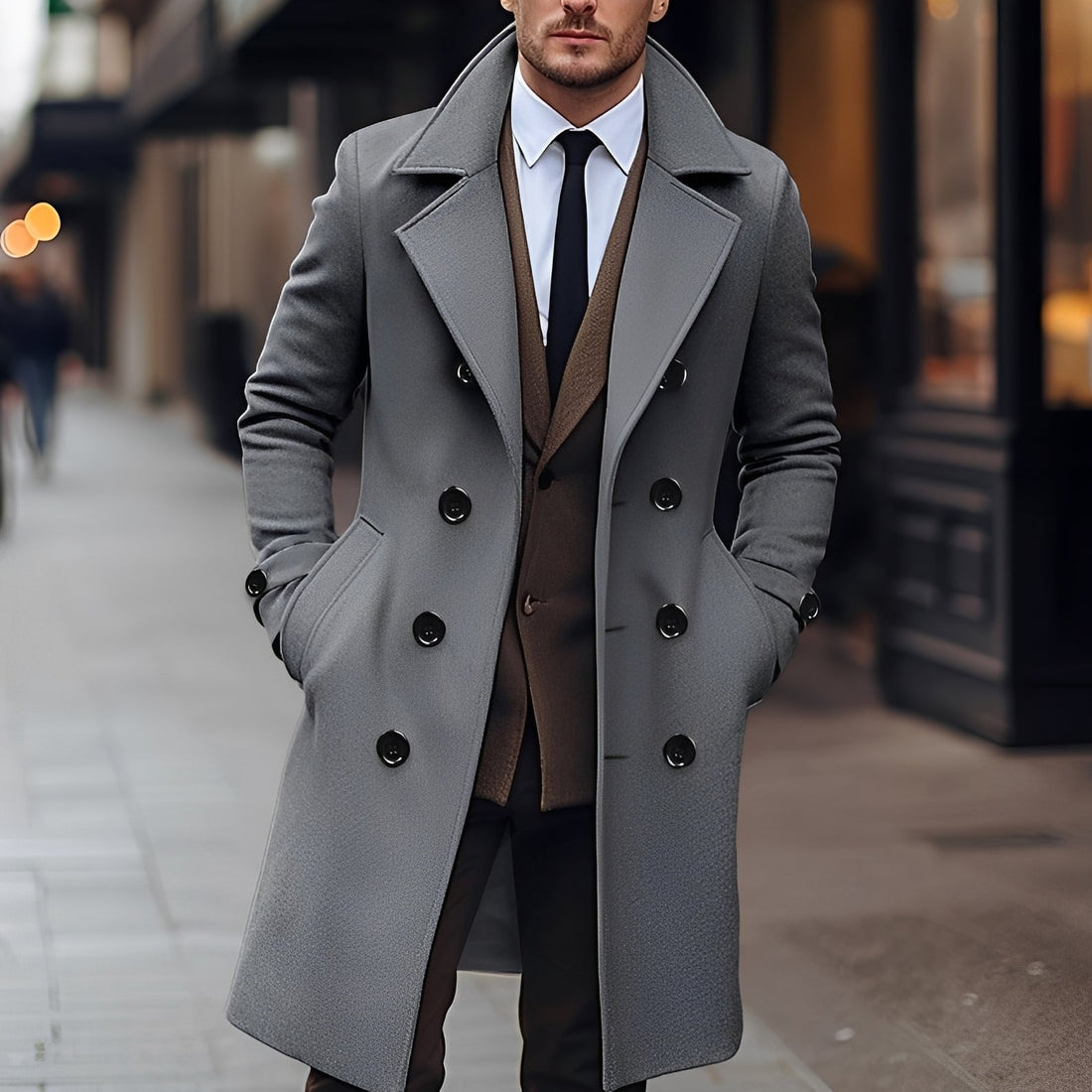James - Manteau en laine chic à double boutonnage pour homme