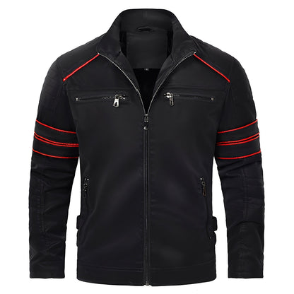 Jerold - Blouson en cuir de moto à la mode pour hommes