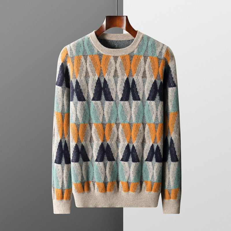 Hank - Herrenpullover mit geometrischem Muster und elegantem Schnitt