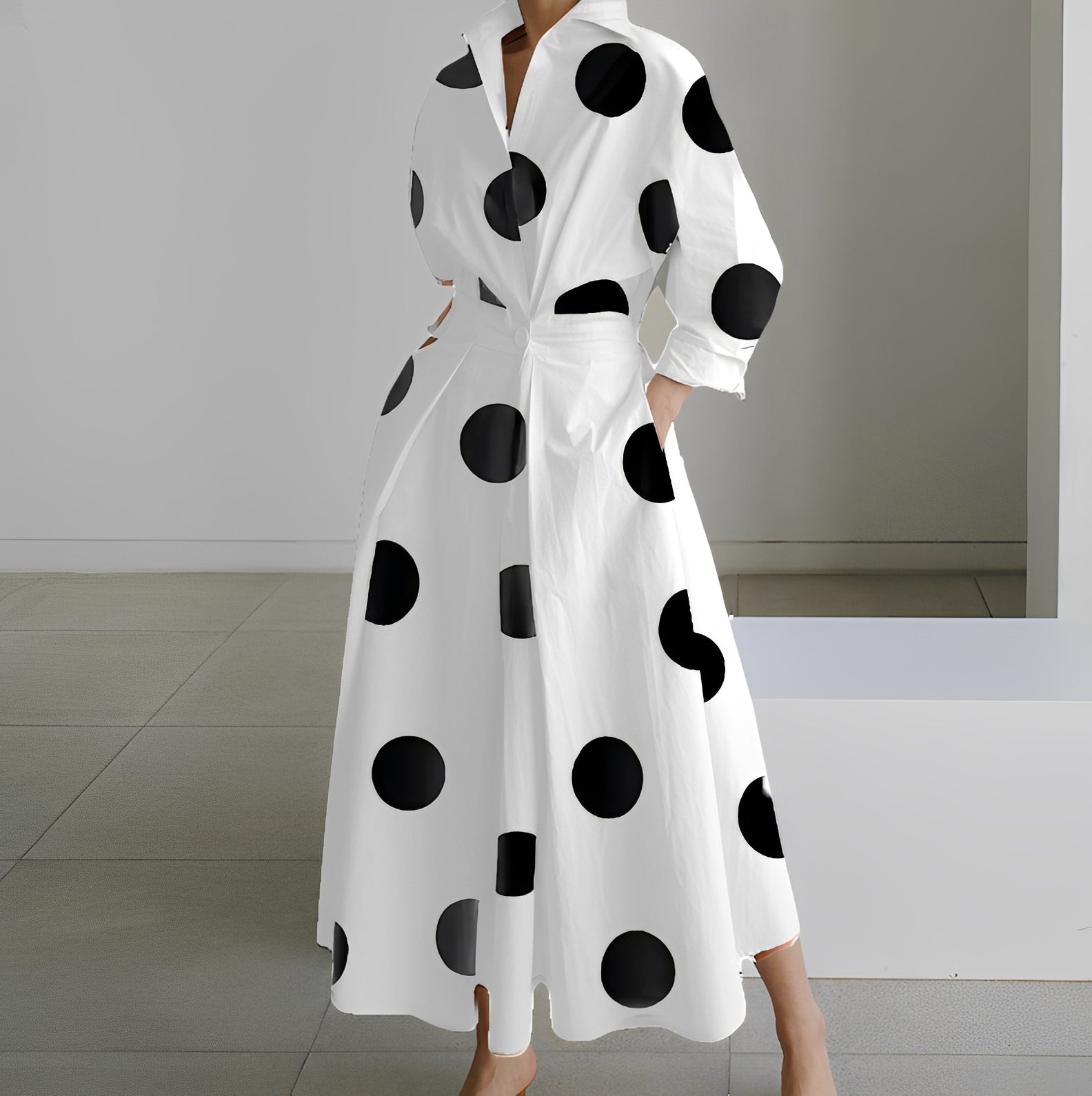 Martha - Robe chemise élégante à motif abstrait pour femmes