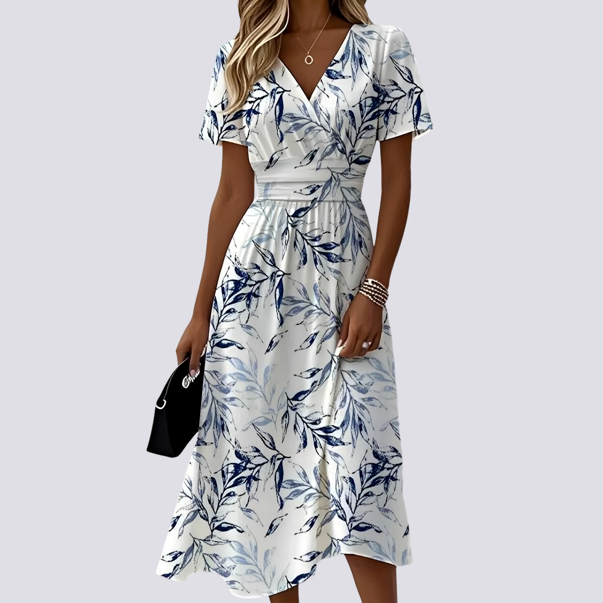 Peggy - Robe Longueur Moyenne à Manches Courtes