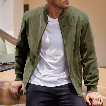 Randal - Blouson bomber en daim pour homme décontracté