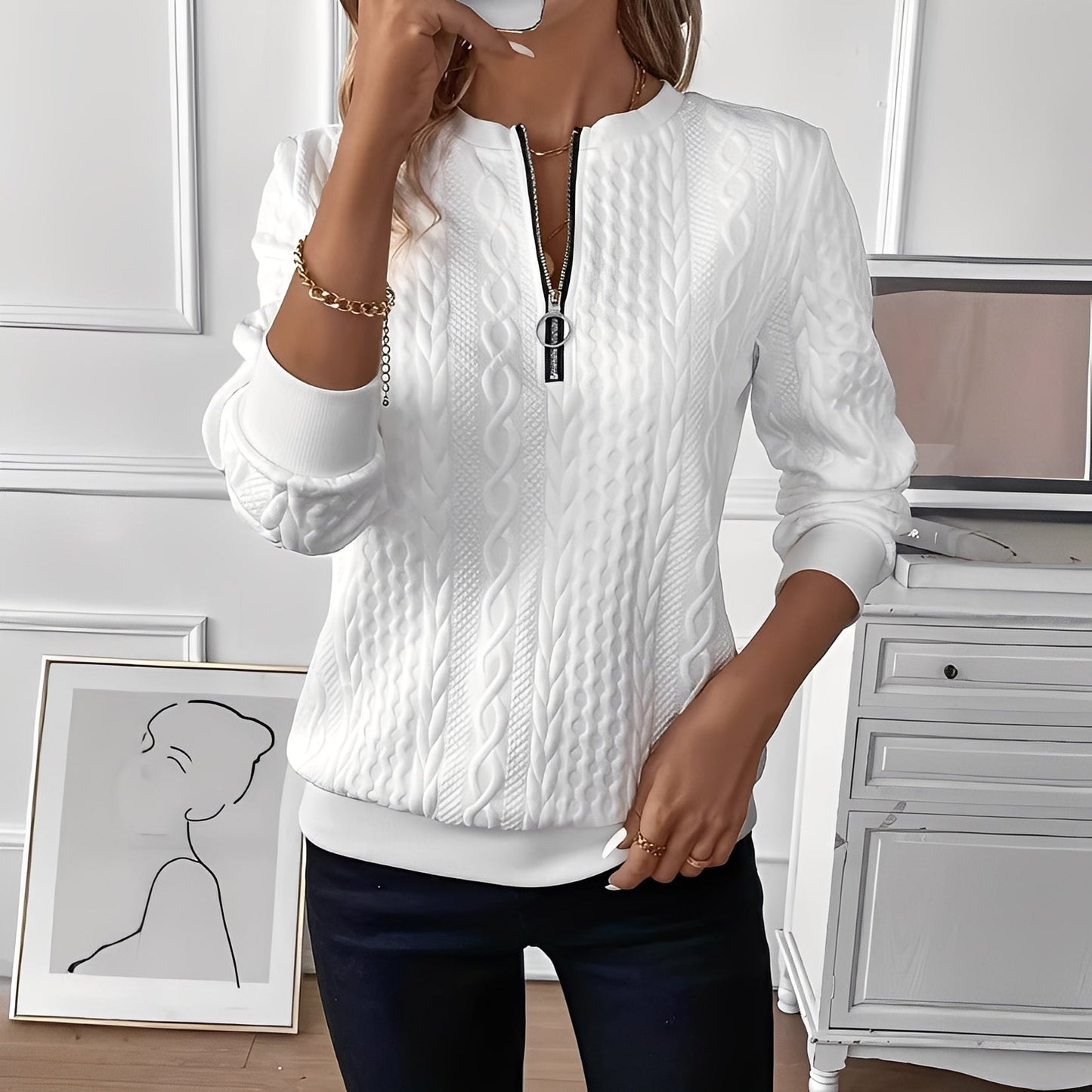 Chesley - Pull élégant en maille avec zip pour femmes