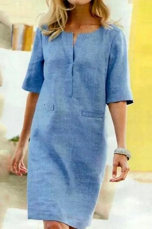 Alessandra - Dress in Cotton and Linen with Light Comfort