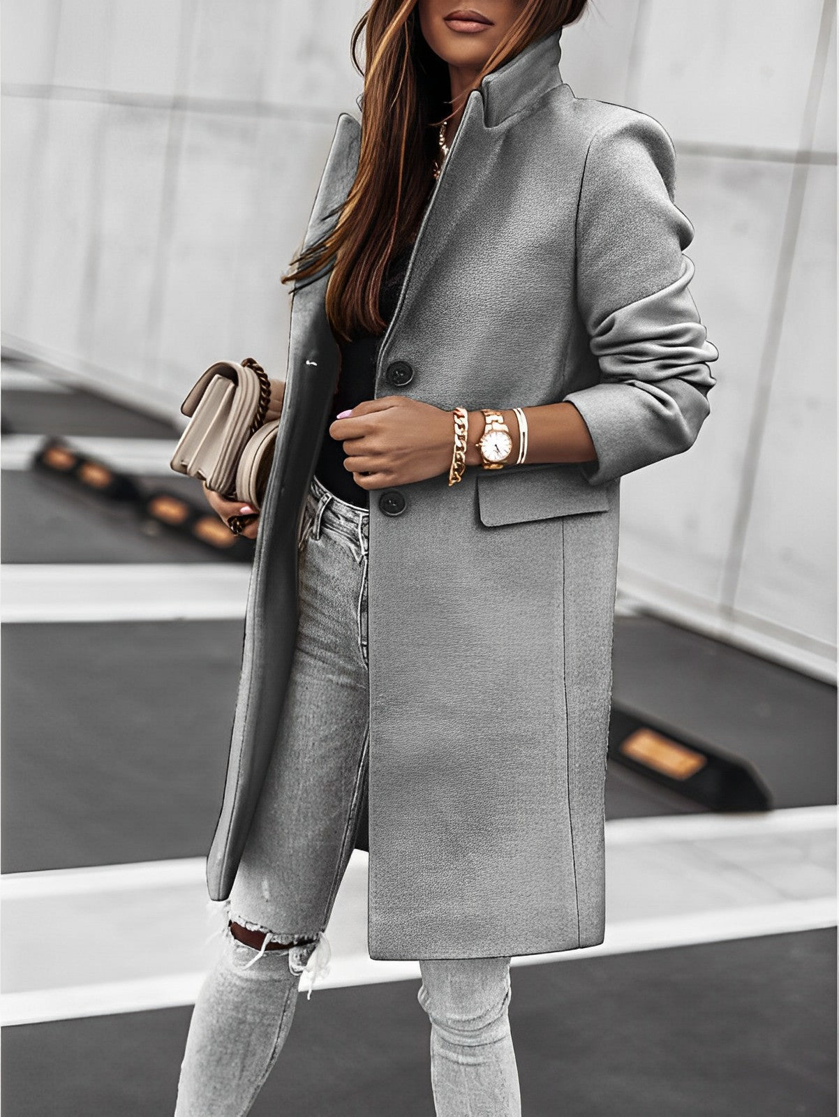Simone – Manteau Classique Deux Boutons