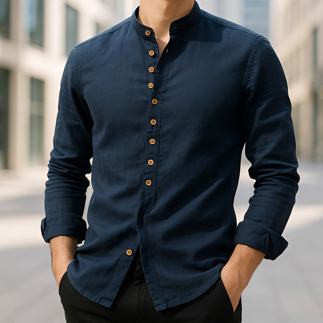 Aick - Chemise d'été moderne à manches longues pour homme
