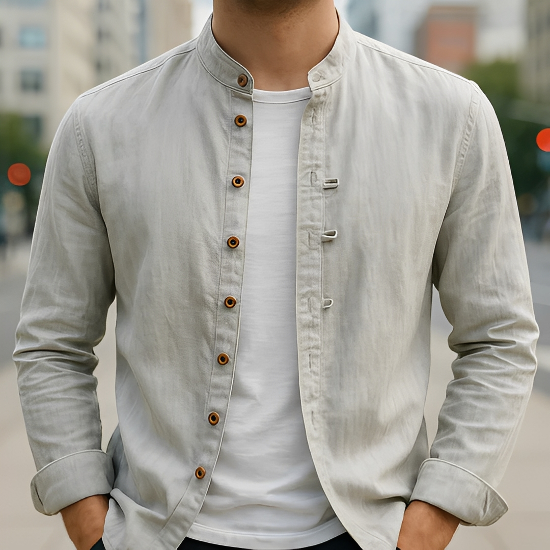 Aick - Chemise d'été moderne à manches longues pour homme