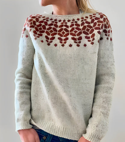 Flavienne - Simple winter sweater with round neck for women