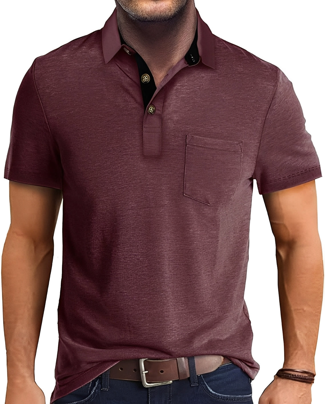 Luis - Comfortable shirt with folded collar for men