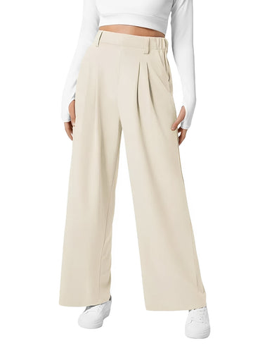 Kyla - Pantalon Taille Haute Élastique à Coupe Large
