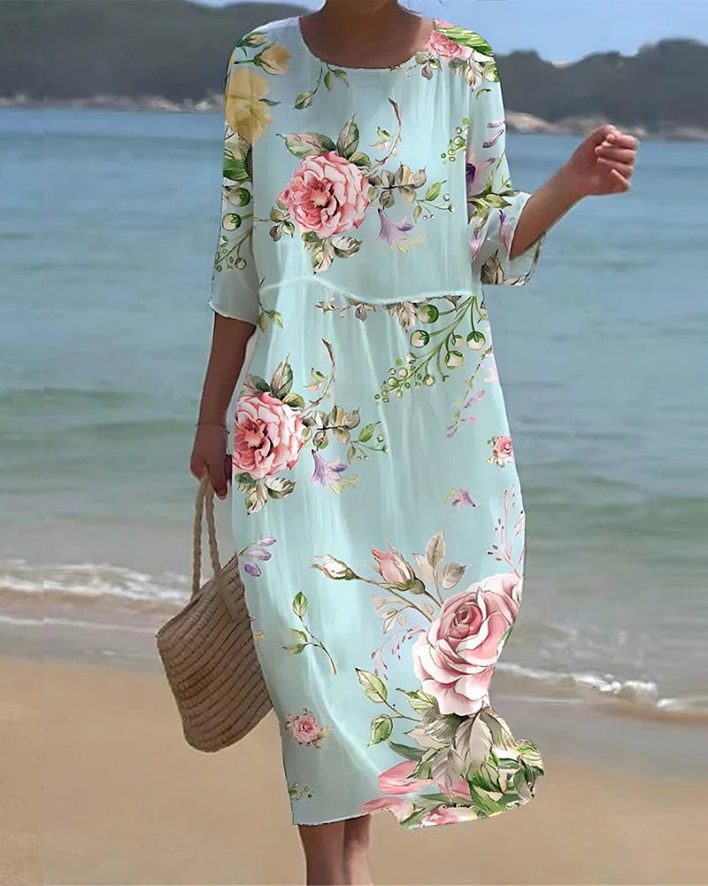 Keely - Light feminine mid-length dress with floral print