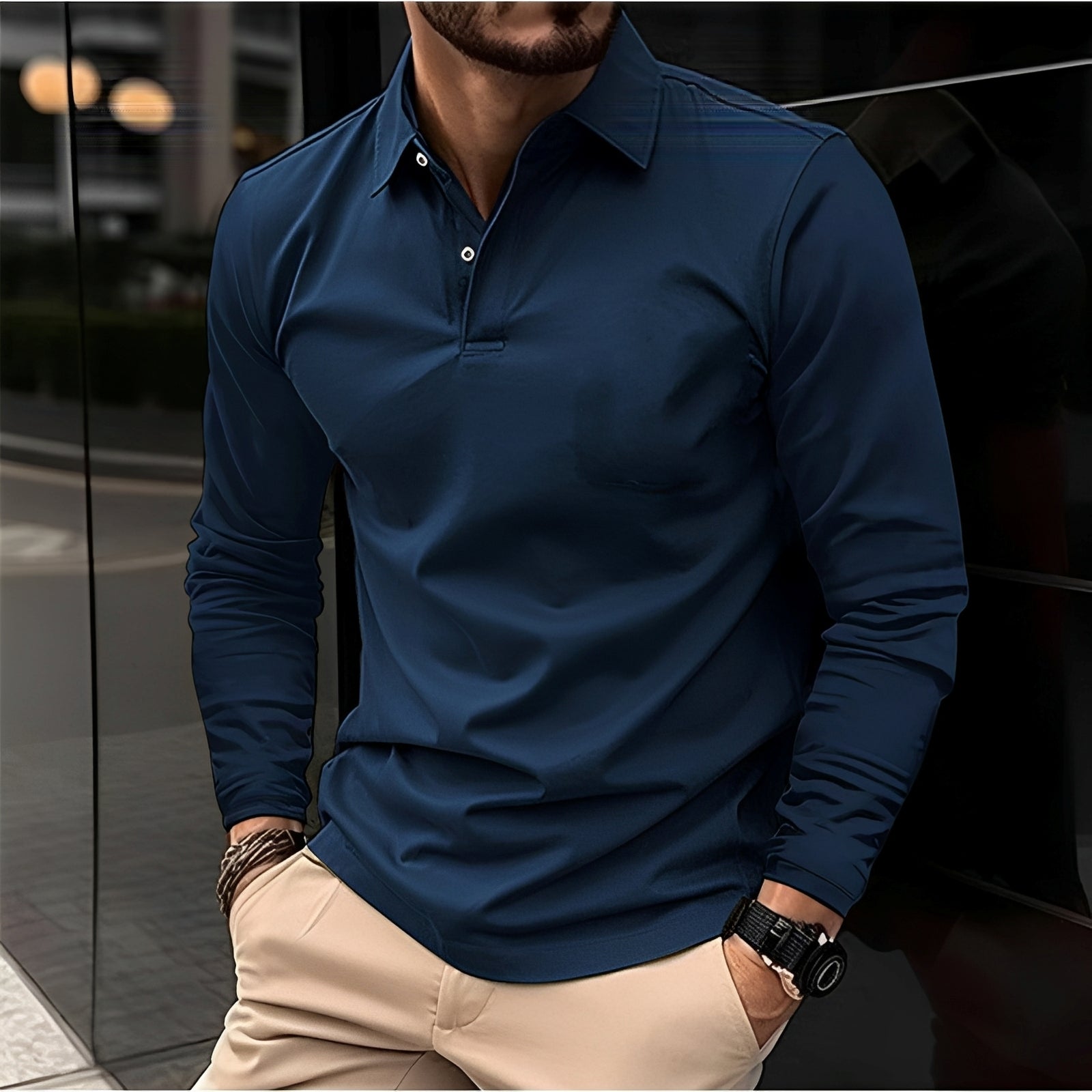 Conner – Polo homme à manches longues – Confortable et décontracté