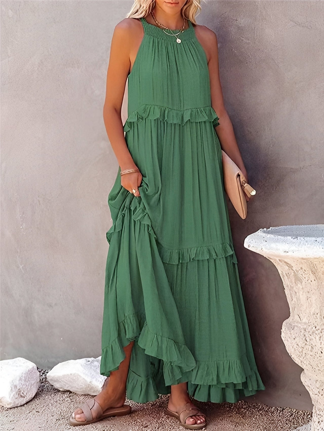 Zanna - Robe sans manches élégante avec volants pour femmes
