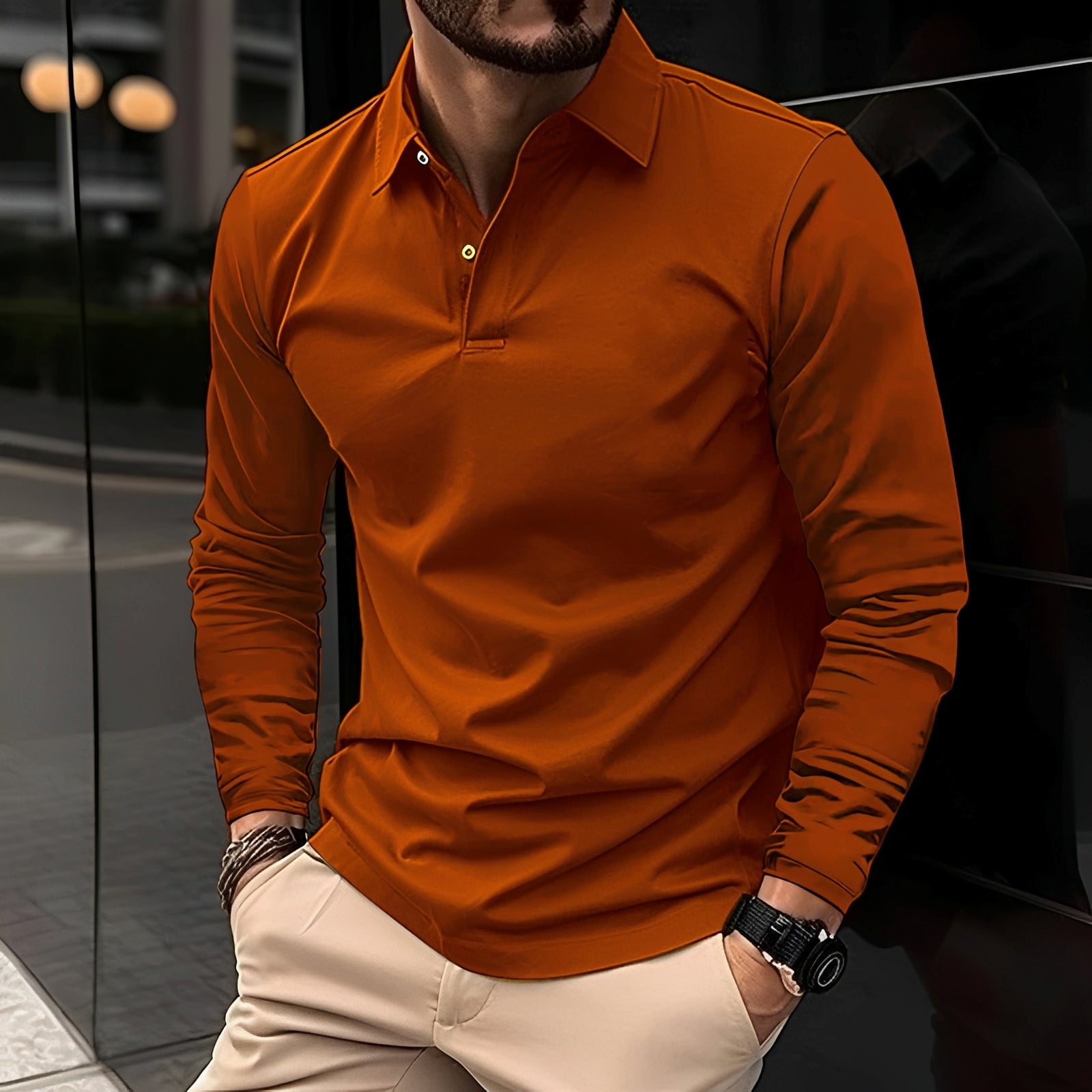 Conner – Polo homme à manches longues – Confortable et décontracté