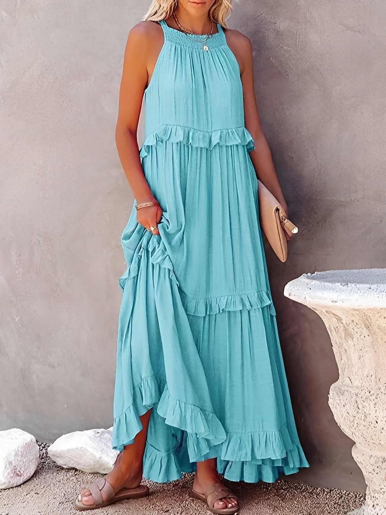 Zanna - Robe sans manches élégante avec volants pour femmes