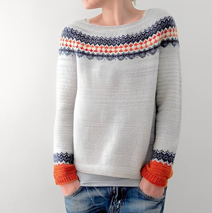 Flavienne - Simple winter sweater with round neck for women