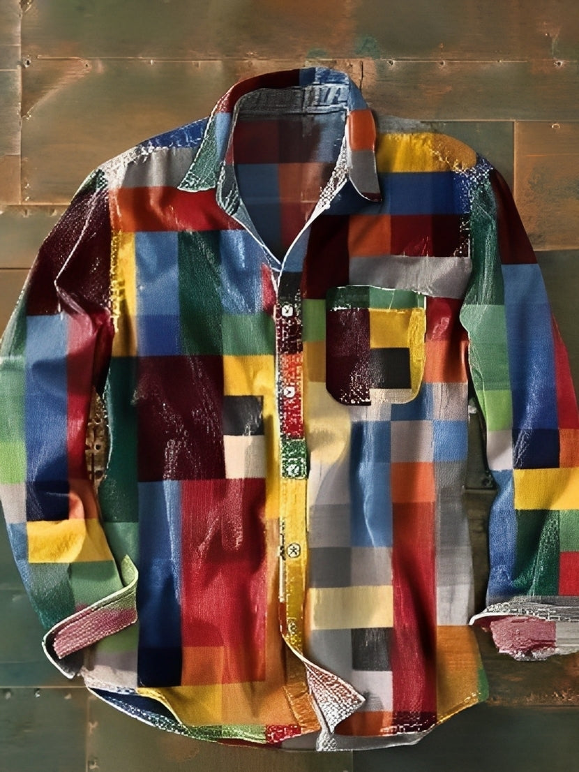 Charles – Chemise homme à manches longues – Vintage et colorée