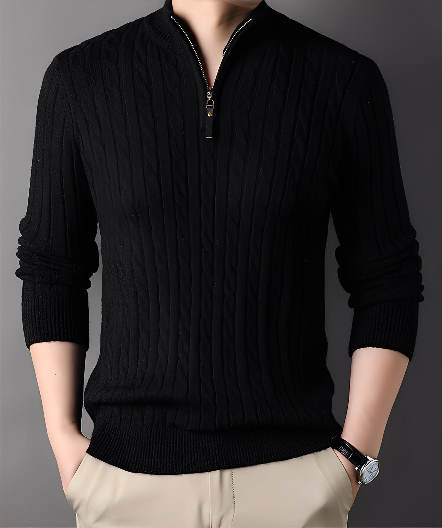 Damian - Moderner Strickpullover mit Reißverschluss für Herren