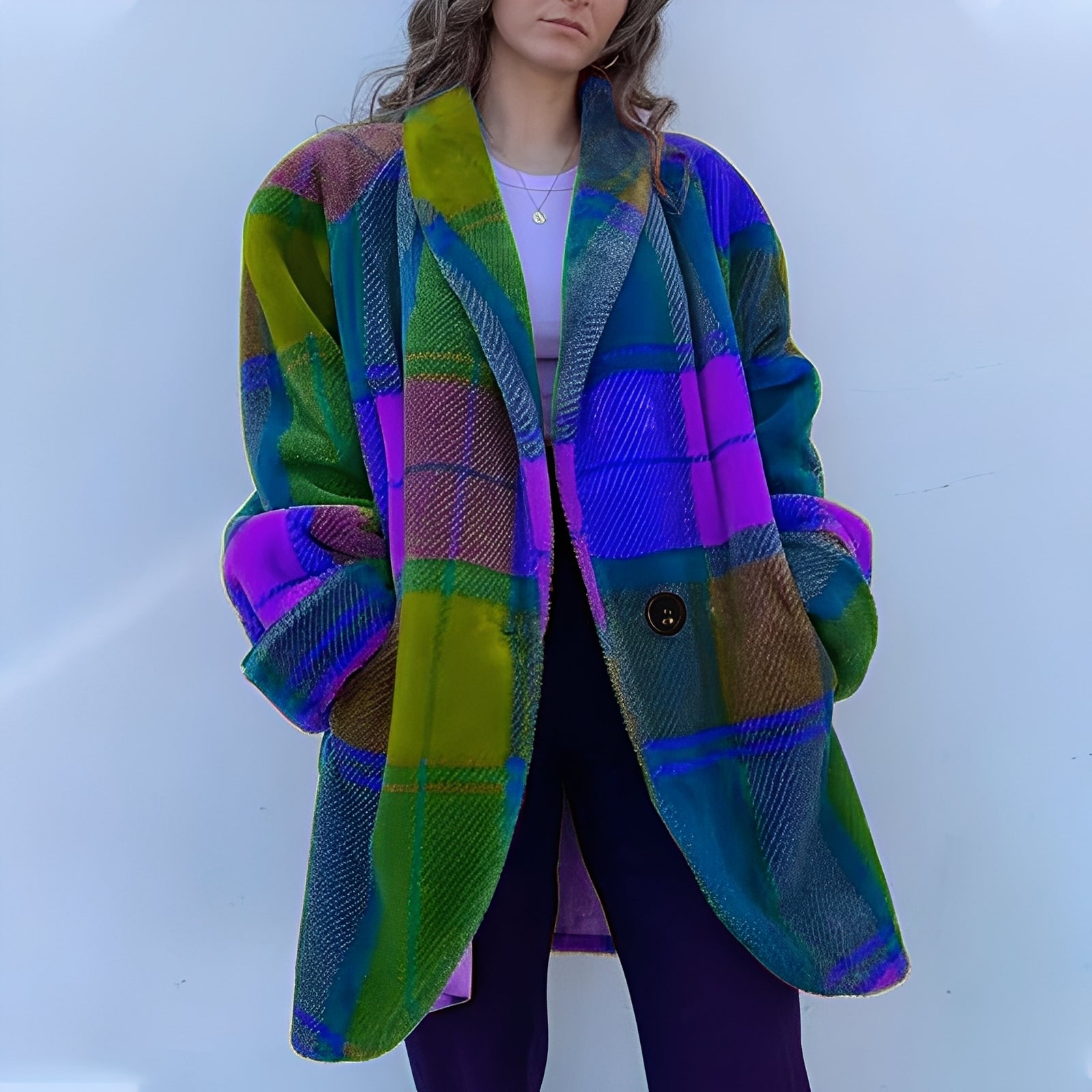 Alex - Manteau coloré avec revers et poches pour femmes