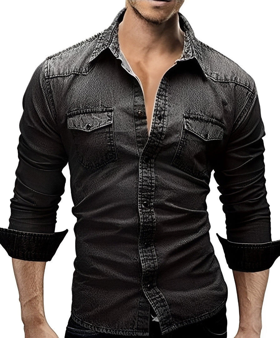 Arjun - Chemise en Jean pour Homme - Relax à Manches Longues