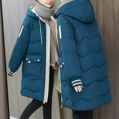 Catherine - Trendy long padded coat with hood for women