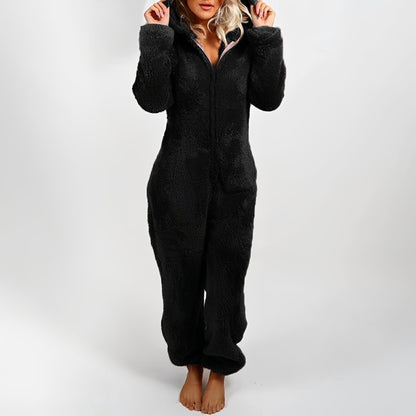 Jasmin - Warmer Plüschanzug mit Kapuze für Damen