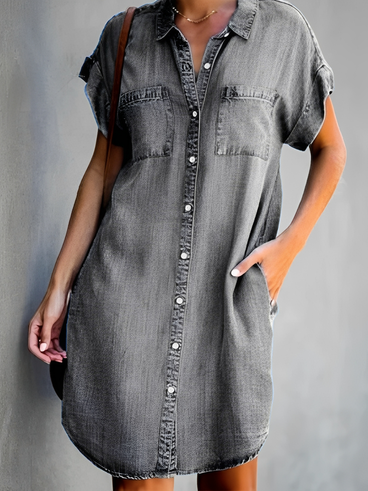 Mabel - Robe en jean élégante avec boutonnière pour femmes