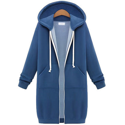 Jasmin - Manteau long et épais avec capuche, style relax jusqu'aux genoux