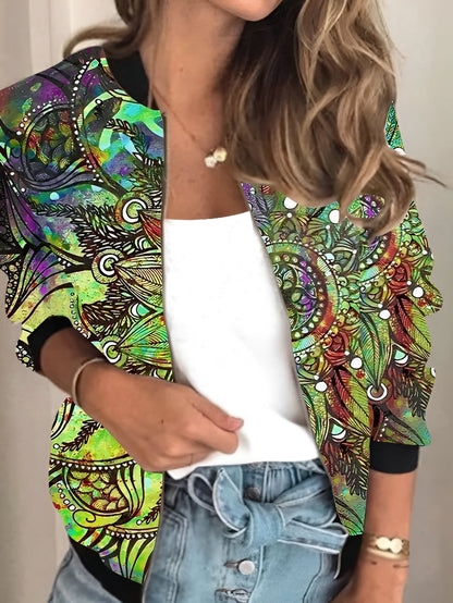 Elsie - Modische Jacke mit Reißverschluss und Blumenmuster für Damen