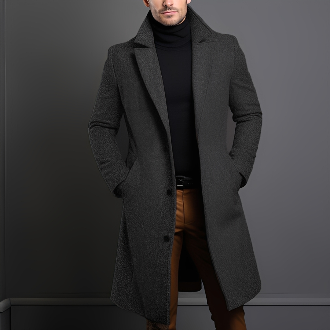 Kévin - Manteau long classique à revers pour homme