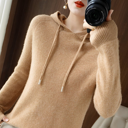 Bonnie - Hoodie moderne en laine tricotée pour femmes