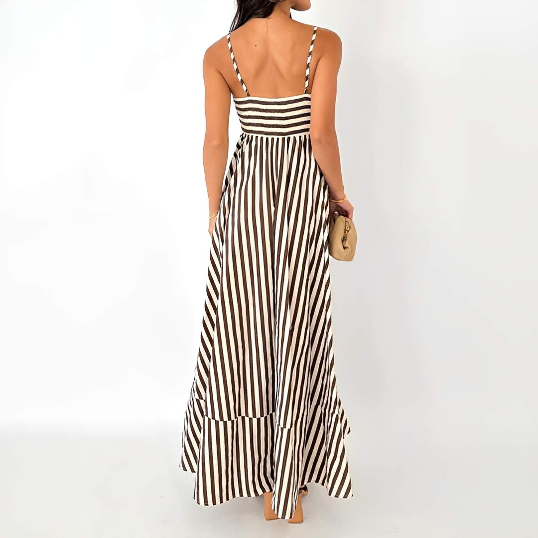 Lerra - Robe Longue Plissée à Rayures