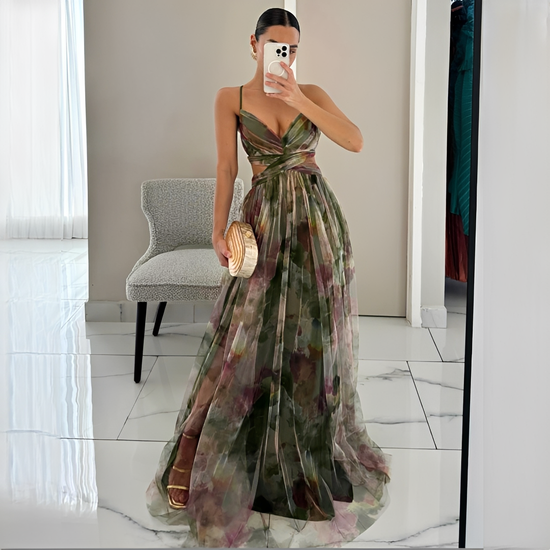 Gardania - Robe longue à motif floral pour femmes