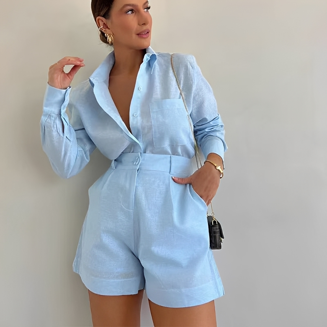 Yasin - Ensemble ample de short avec haut à manches longues