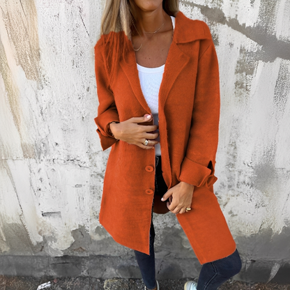 Odile - Long casual coat with lapels for women