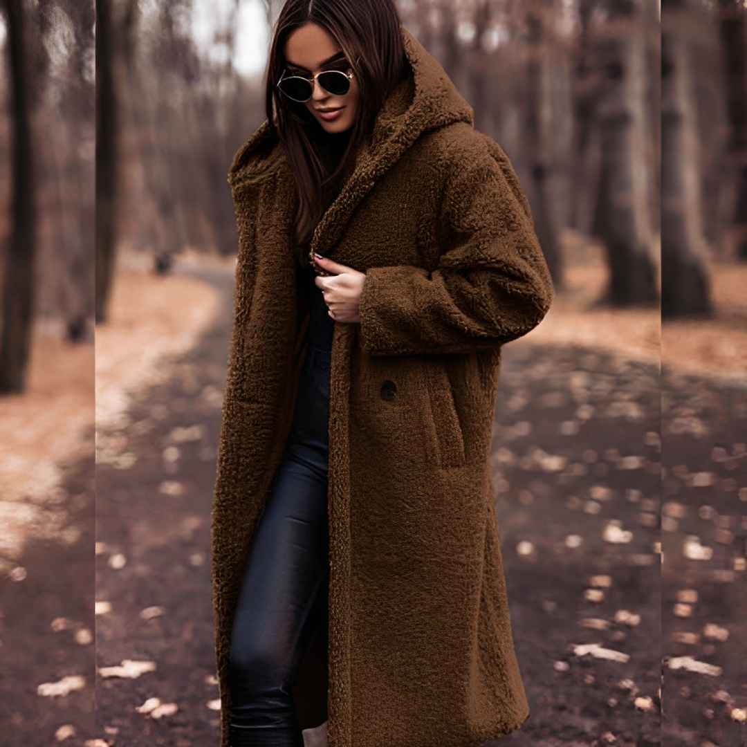 Lucette - Winter coat with hood in imitation fur for women