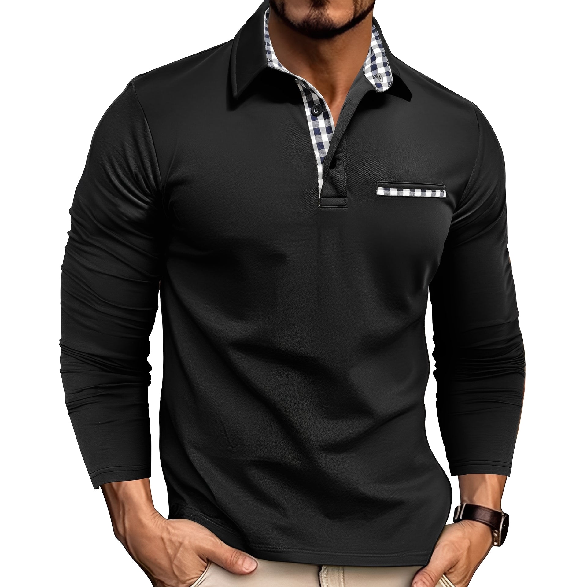 Cédrick - Polo d'hiver chaud à manches longues pour homme