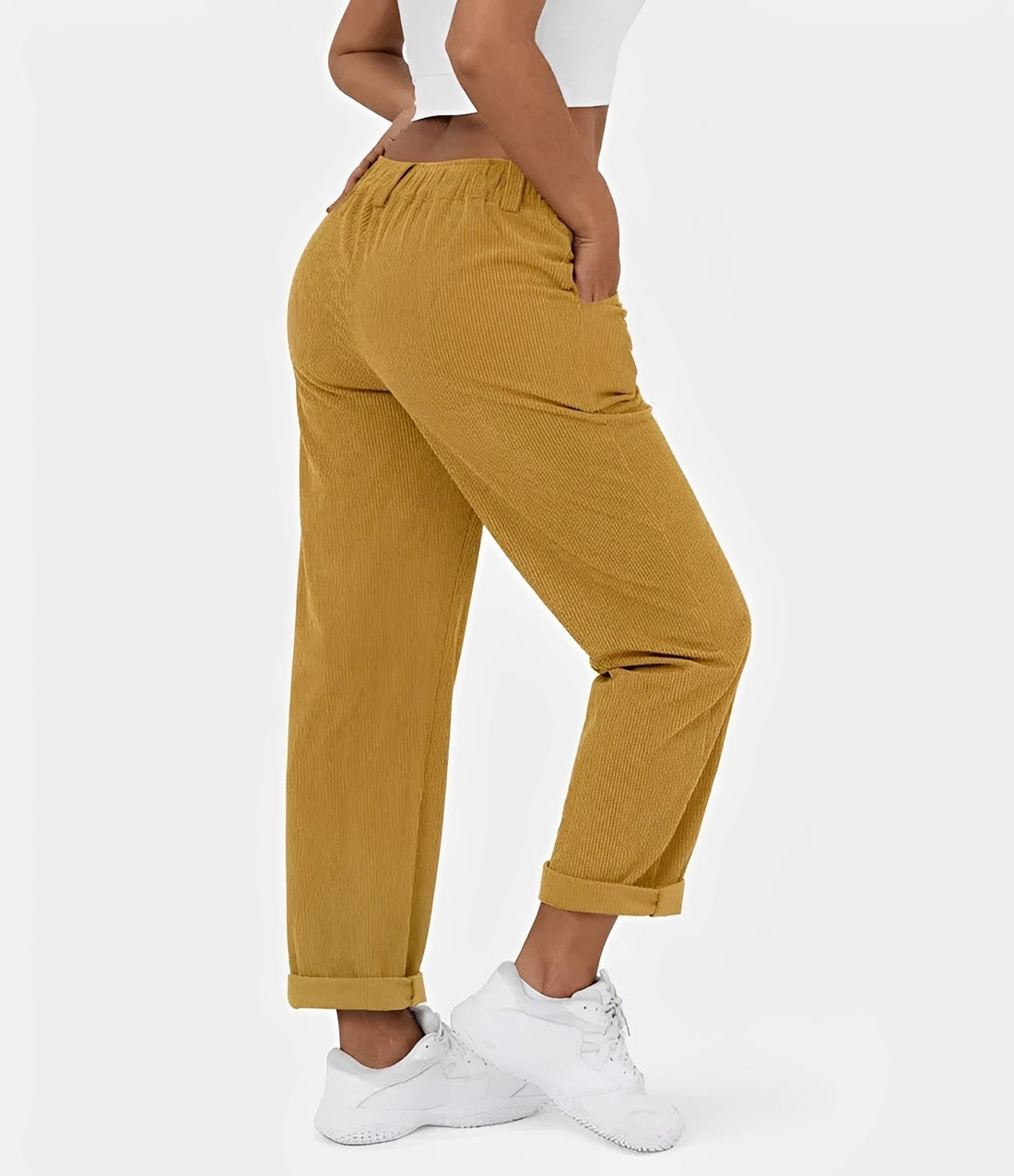 Liana - Pantalon côtelé taille haute et relax