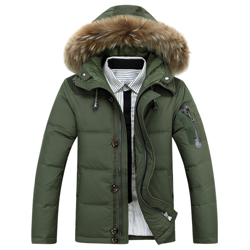 Eddie - Modern men's coat with hood trimmed with fur