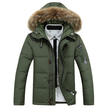 Eddie - Modern men's coat with hood trimmed with fur