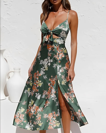 Connie - Casual floral dress with slit for women