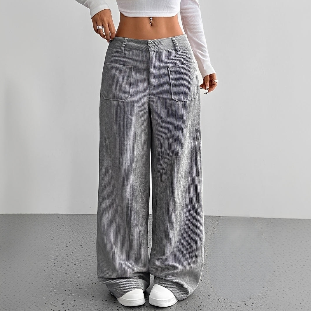 Isabelle - Pantalon en velours côtelé à taille haute