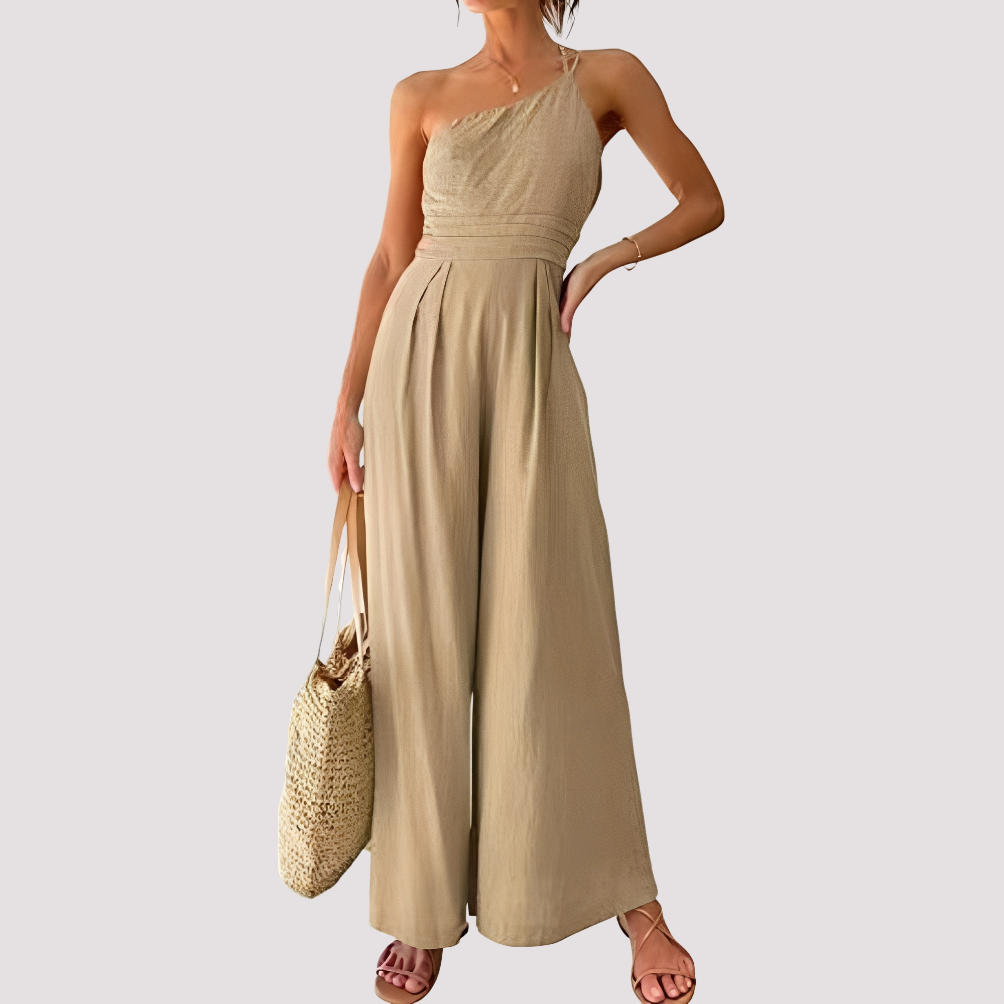 Carla - Combinaison femme chic à une épaule et jambes larges