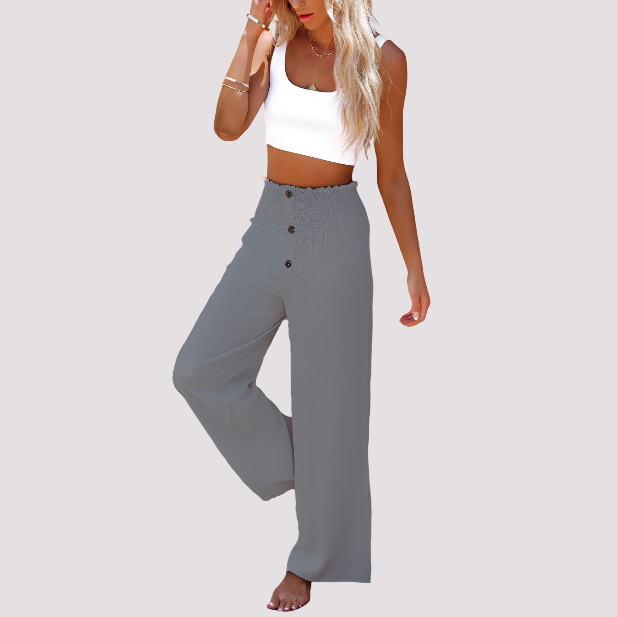 Christa - Pantalon ample taille haute