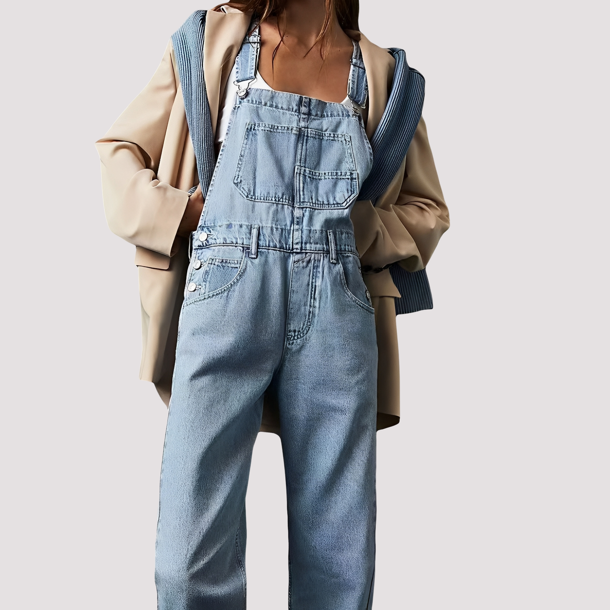 Sophie - Combinaison casual en jean, coupe large pour femmes