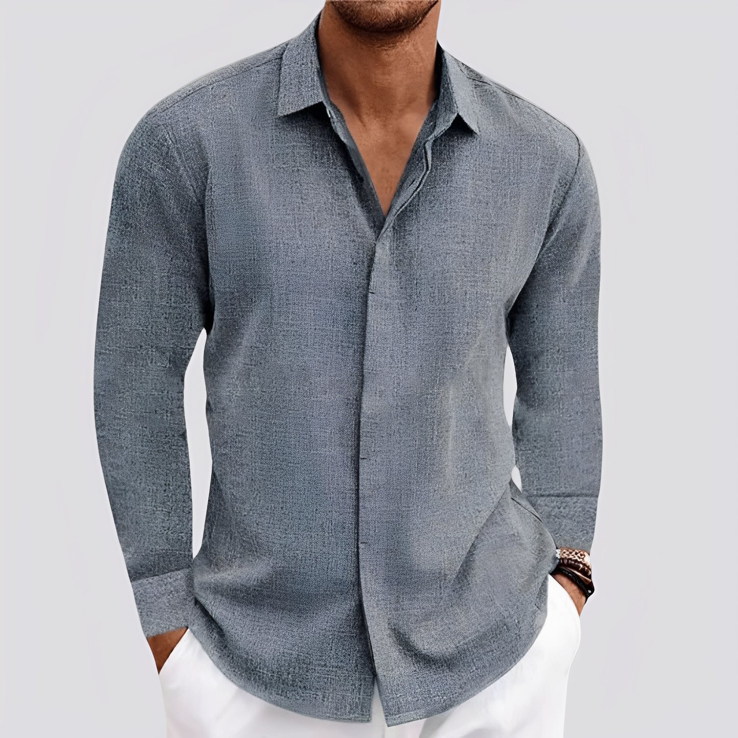 Felix - Chemise en lin à manches longues pour hommes